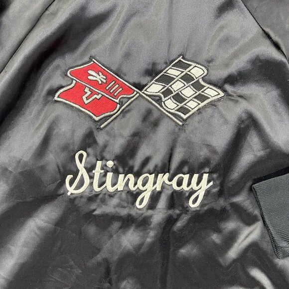 Vintage Corvette Stingray Jacket Mens Large Racing Embroidered Lined Windbreaker - Picture 6 of 11